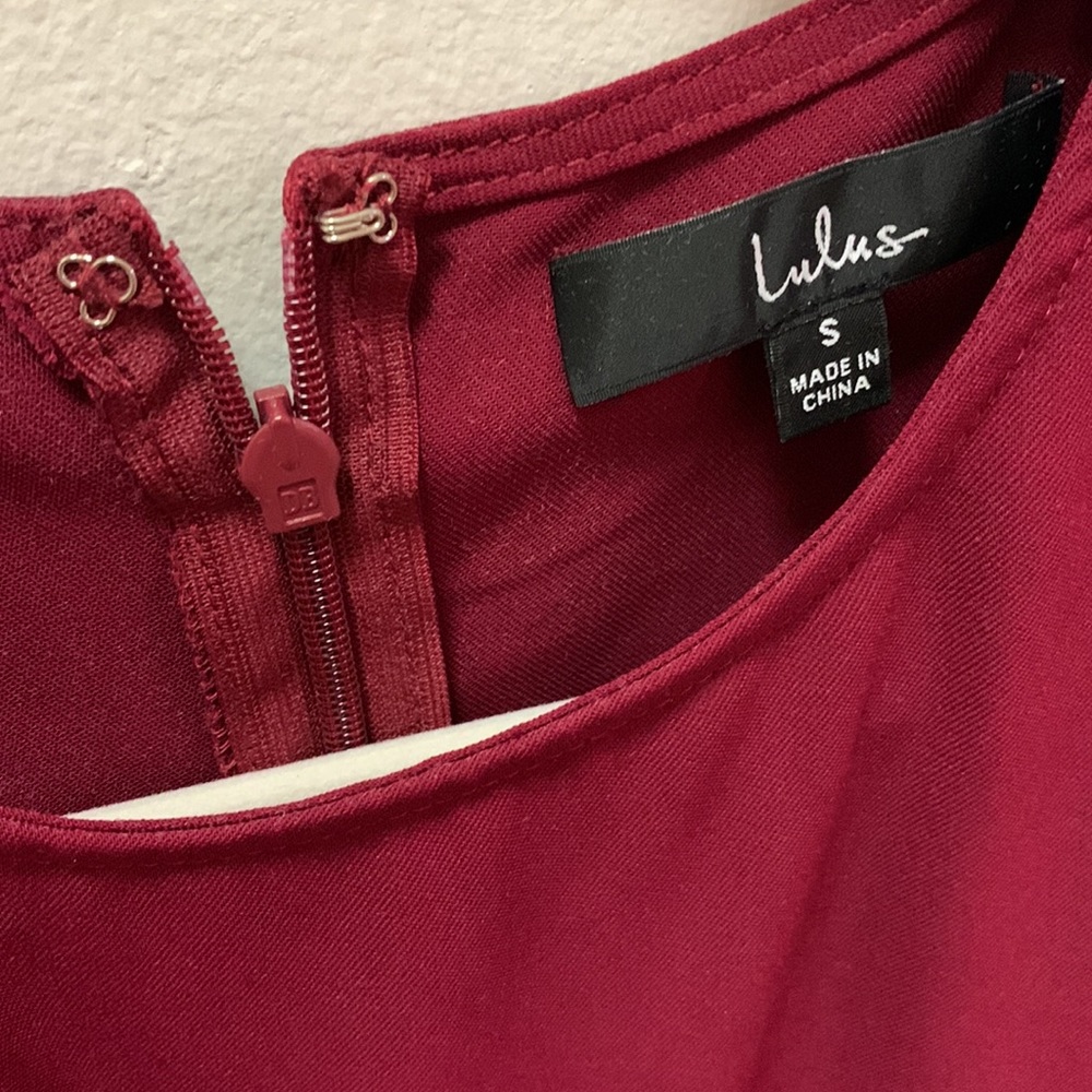 lulus believe it or knot wine red maroon long sleeve mini wrap dress SMALL - Picture 5 of 6